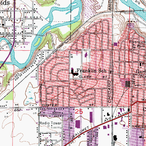 Topographic Map of Franklin Elementary School, WI