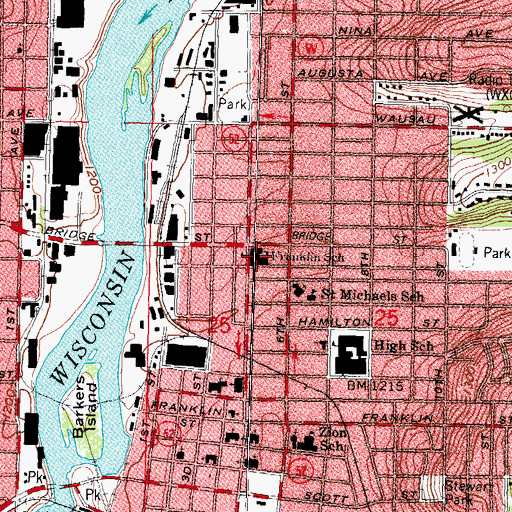 Topographic Map of Franklin Elementary School, WI