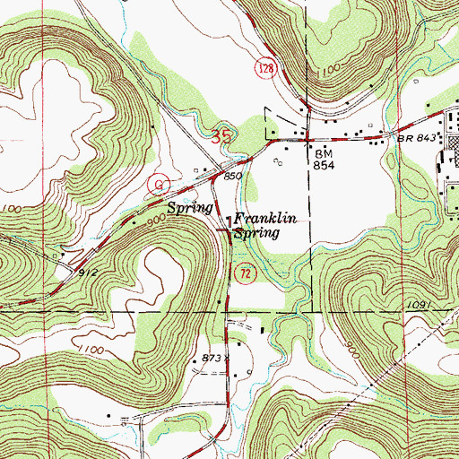 Topographic Map of Franklin Spring, WI