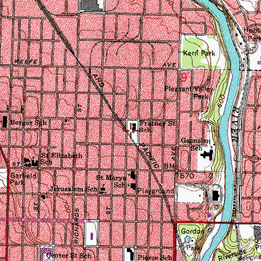 Topographic Map of Fratney Elementary School, WI