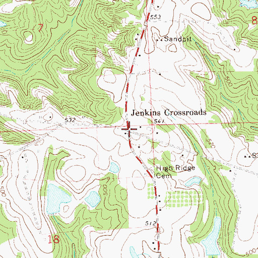 Topographic Map of Jenkins Crossroads, AL