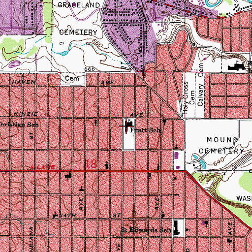 Topographic Map of Fratt Elementary School, WI