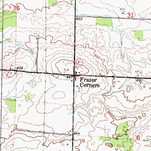 Topographic Map of Frazer Corners, WI