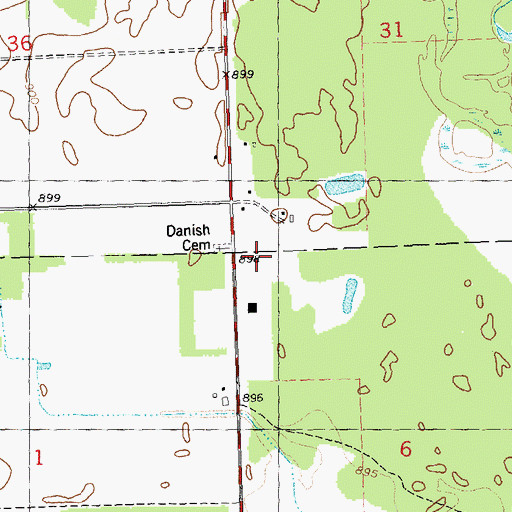 Topographic Map of Danish Cemetery, WI