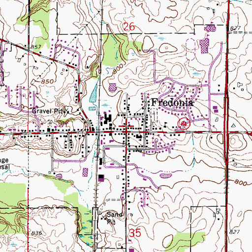 Topographic Map of Fredonia, WI