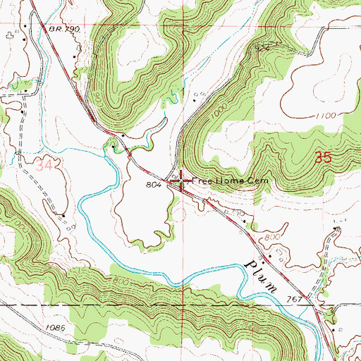 Topographic Map of Free Home Cemetery, WI
