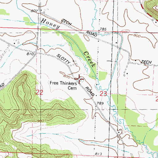 Topographic Map of Free Thinkers Cemetery, WI