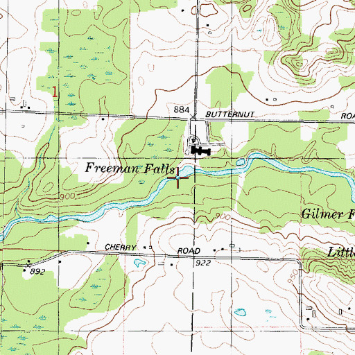 Topographic Map of Freeman Falls, WI