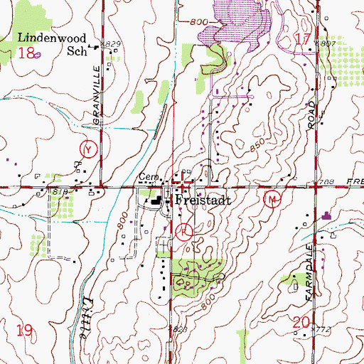 Topographic Map of Freistadt, WI