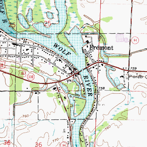 Topographic Map of Fremont, WI
