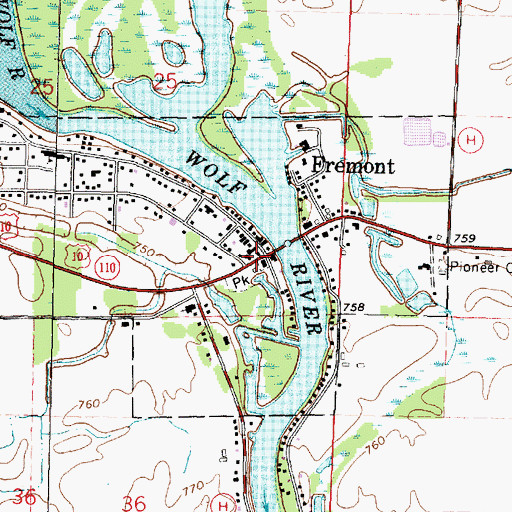 Topographic Map of Fremont, WI