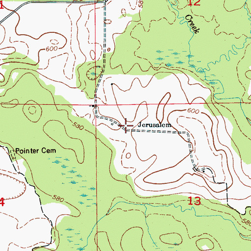 Topographic Map of Jerusalem, AL