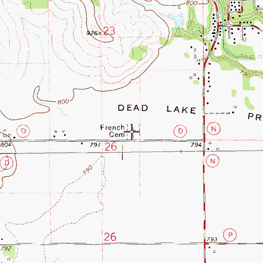 Topographic Map of French Cemetery, WI