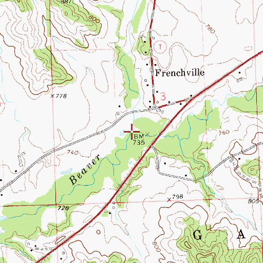 Topographic Map of French Creek, WI