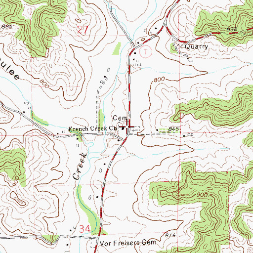 Topographic Map of French Creek Church, WI