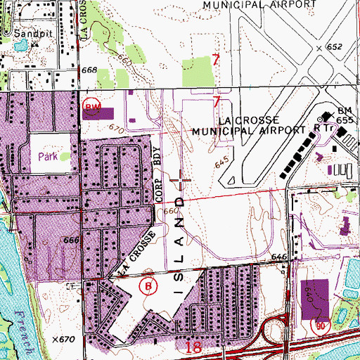 Topographic Map of French Island, WI