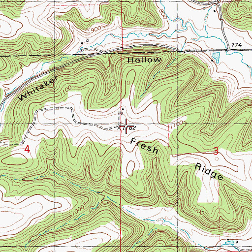 Topographic Map of Fresh Ridge, WI