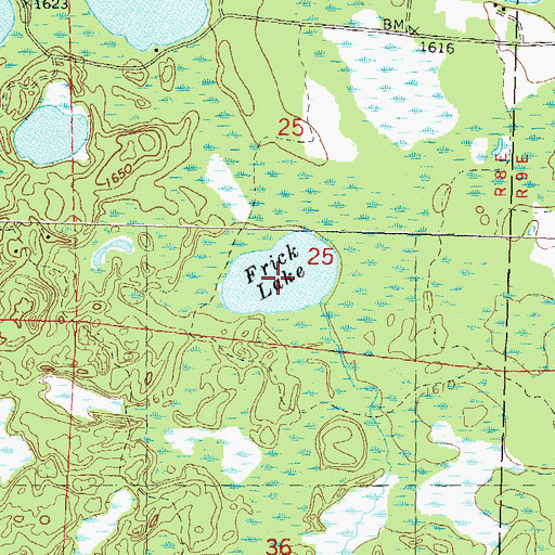 Topographic Map of Frick Lake, WI