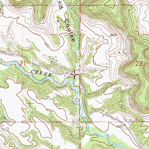 Topographic Map of Frickland Coulee, WI