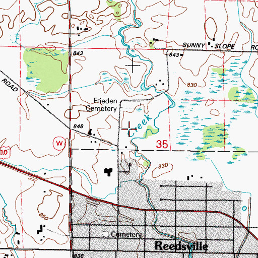 Topographic Map of Frieden Cemetery, WI