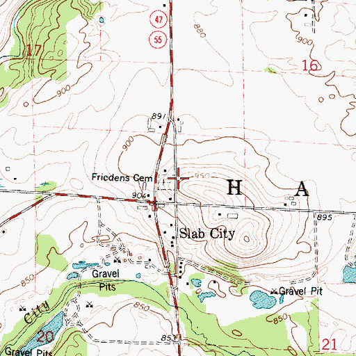 Topographic Map of Friedens Cemetery, WI