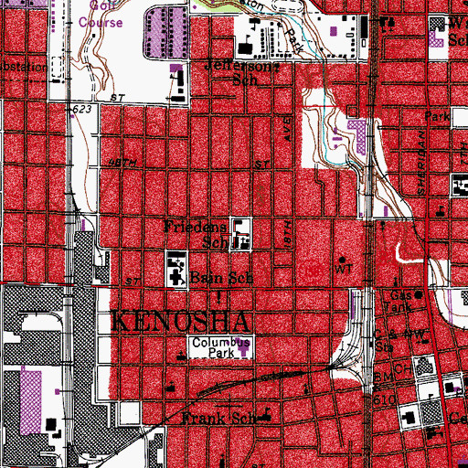 Topographic Map of Friedens Lutheran School, WI
