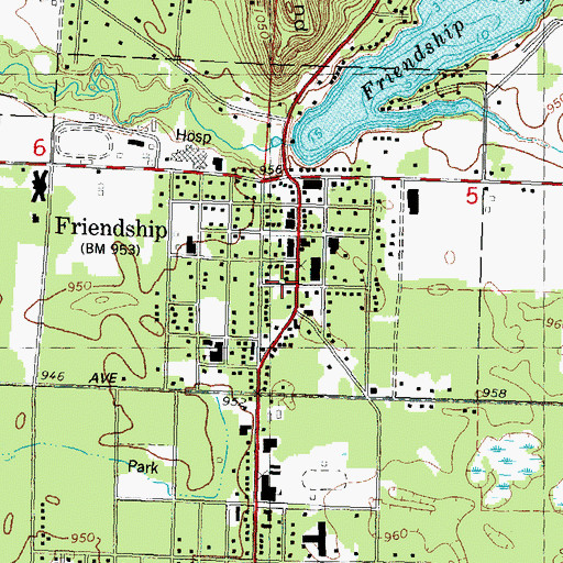 Topographic Map of Friendship, WI