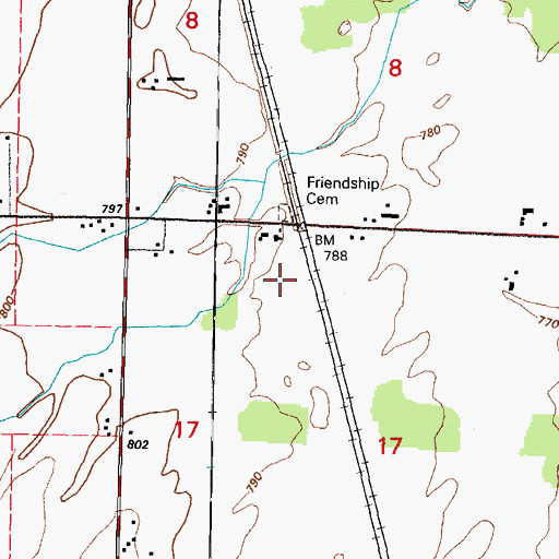 Topographic Map of Friendship Cemetery, WI