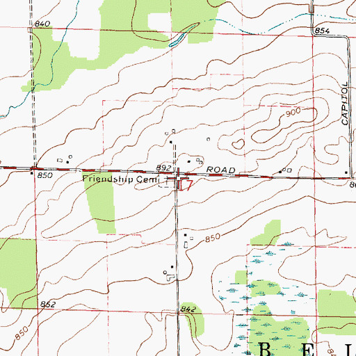 Topographic Map of Friendship Cemetery, WI