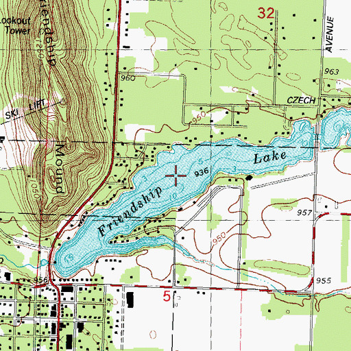 Topographic Map of Friendship Lake, WI