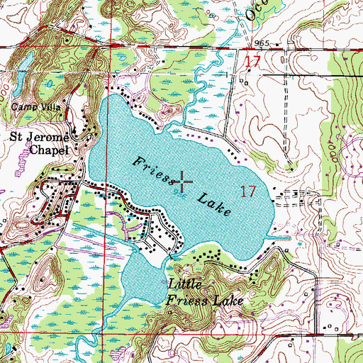 Topographic Map of Friess Lake, WI
