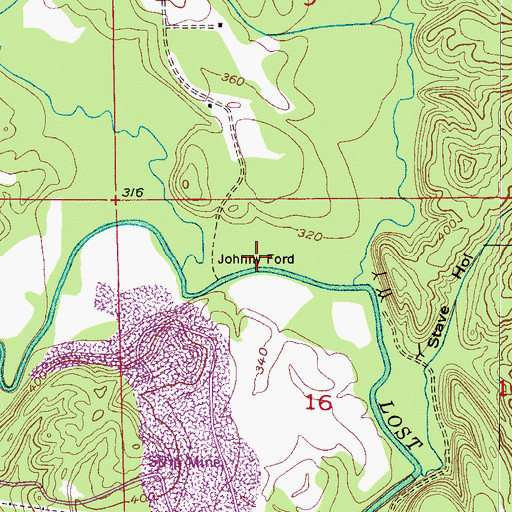 Topographic Map of Johnny Ford, AL