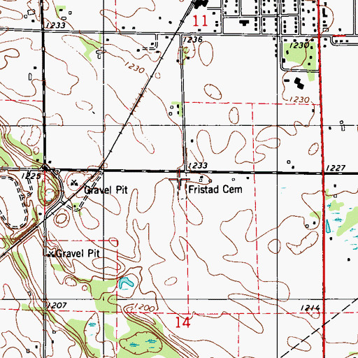 Topographic Map of Fristad Cemetery, WI