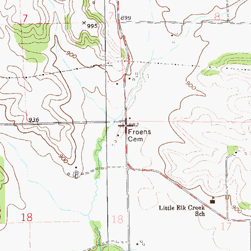 Topographic Map of Froens Cemetery, WI