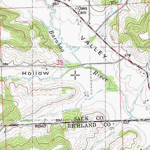 Topographic Map of Frog Hollow, WI