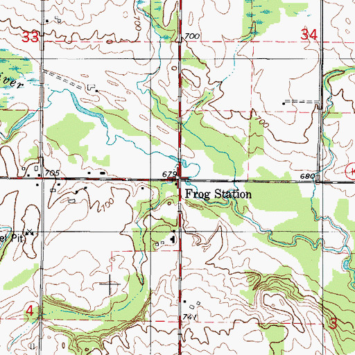 Topographic Map of Frog Station, WI