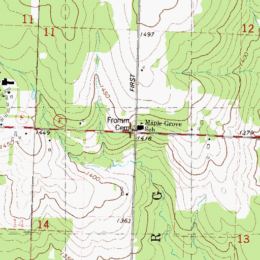 Topographic Map of Fromm Cemetery, WI