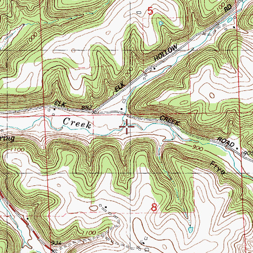 Topographic Map of Frye Hollow, WI