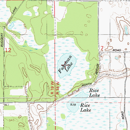 Topographic Map of Fuhrman Lake, WI