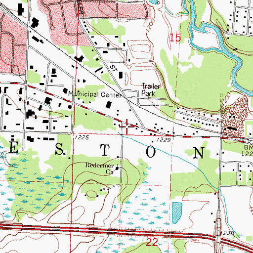Topographic Map of Full Gospel Tabernacle, WI