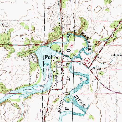 Topographic Map of Fulton, WI