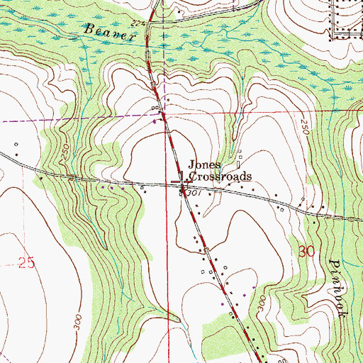 Topographic Map of Jones Crossroads, AL
