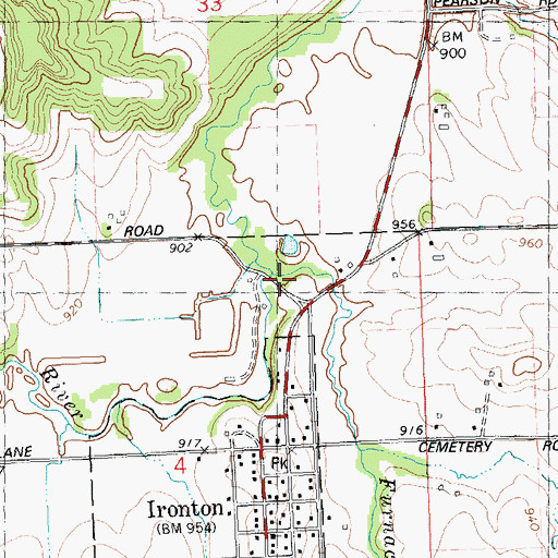 Topographic Map of Furnace Creek, WI
