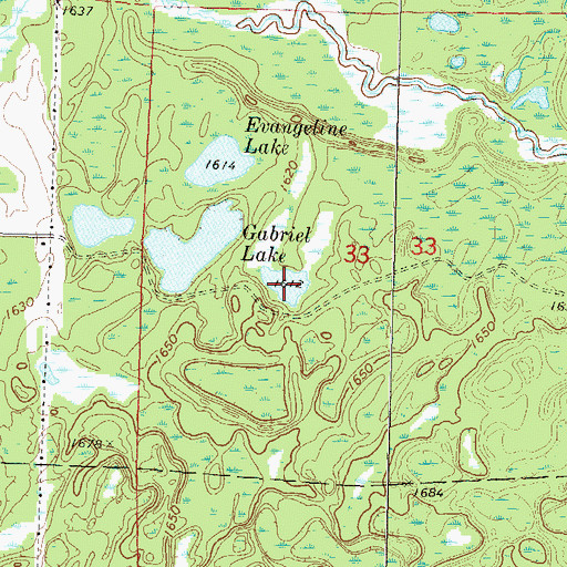 Topographic Map of Gabriel Lake, WI