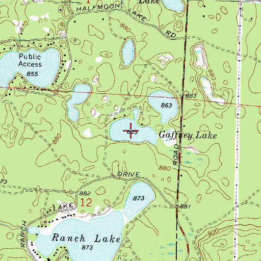Topographic Map of Gaffney Lake, WI
