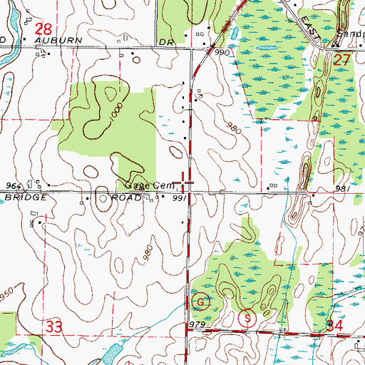 Topographic Map of Gage Cemetery, WI