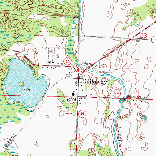 Topographic Map of Galloway, WI