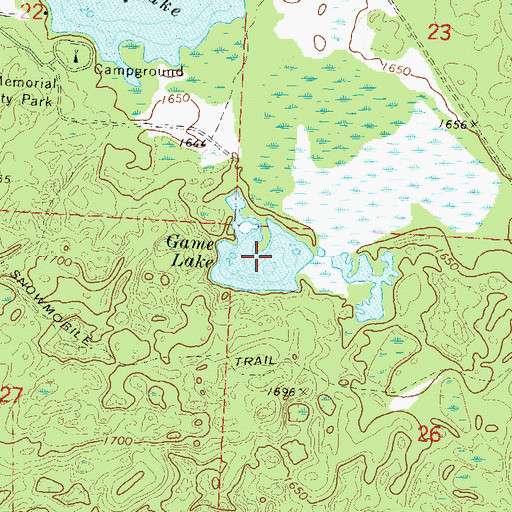 Topographic Map of Game Lake, WI