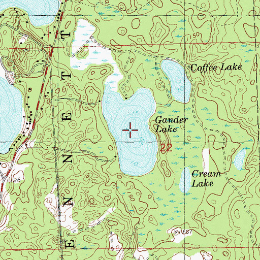 Topographic Map of Gander Lake, WI