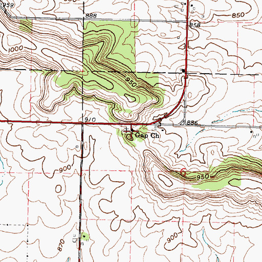Topographic Map of Gap Church, WI